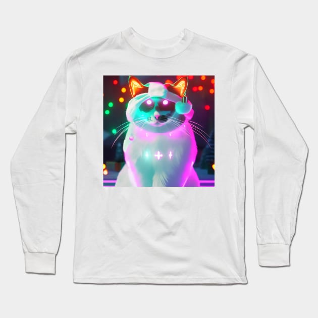 Bizarre xmas cat Long Sleeve T-Shirt by Visualityofai